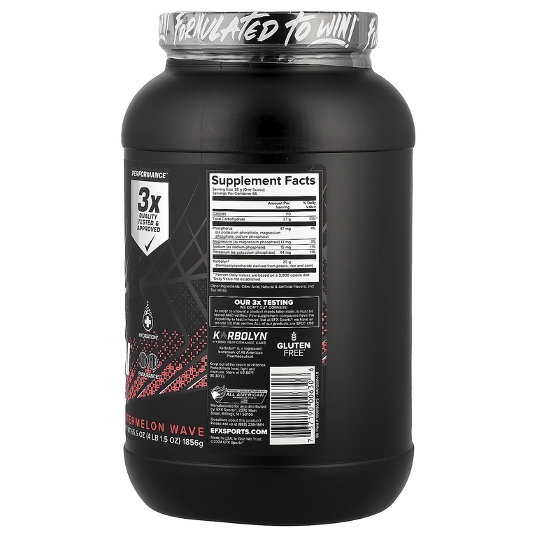 EFX Sports, Karbolyn® Hydrate, Watermelon Wave, 1856 г (4 фунта и 1,5 унции)
