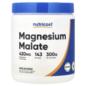 Nutricost, Малат магния, без добавок, 300 г (10,6 унции)