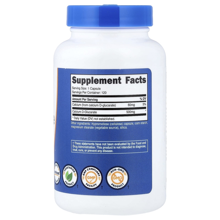 Nutricost, D-глюкарат кальция, 500 мг, 120 капсул