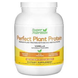 Super Nutrition, растительный протеин с изолятом горохового протеина, BCAA, семенами клюквы, чиа и инка инчи, ваниль, 1020 г (2,2 фунта) (Товар снят с продажи) 