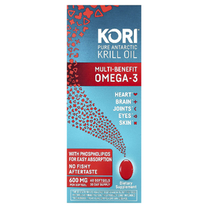 Kori, чистое масло антарктического криля, универсальная омега-3, 60 капсул