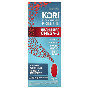 Kori, чистое масло антарктического криля, универсальная омега-3, 30 капсул