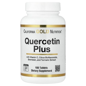 California Gold Nutrition, Quercetin Plus с кверцетином, витамином C, цитрусовыми биофлавоноидами, бромелаином и куркумой, 100 таблеток