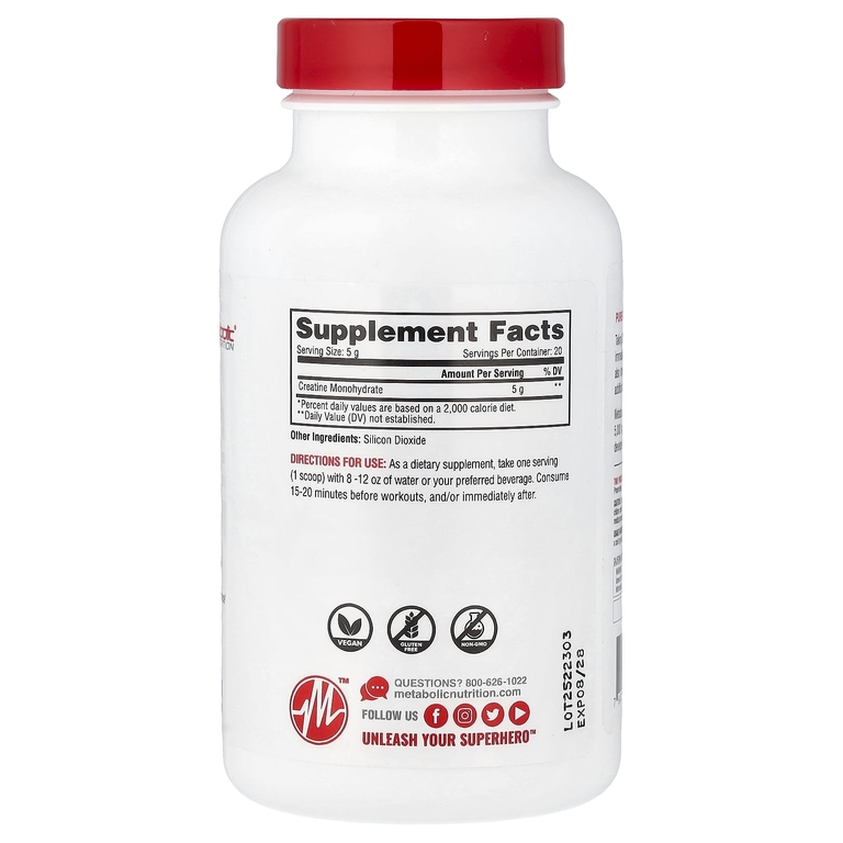 Metabolic Nutrition, Креатин, без добавок, 100 г (3,52 унции)