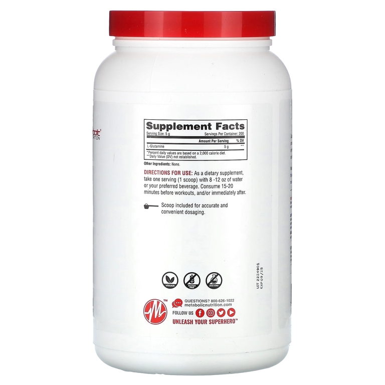 Metabolic Nutrition, L-глютамин, без добавок, 1000 г (35,27 унции) (Товар снят с продажи) 