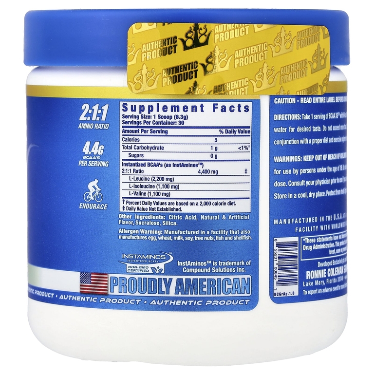 Ronnie Coleman, Vital Edition, BCAA XS, зеленое яблоко, 189 г (6,67 унции)