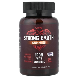 YumVs, Strong Earth, железо с витамином C, виноград, 60 жевательных таблеток