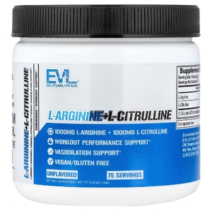 EVLution Nutrition, L-аргинин + l-цитруллин, без добавок, 150 г (5,29 унции)