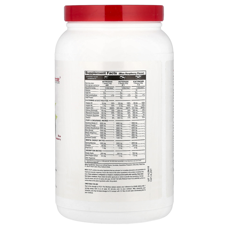 Metabolic Nutrition, P.S.P. Предтренировочный комплекс, голубая малина, 23,7 унции (672 г)