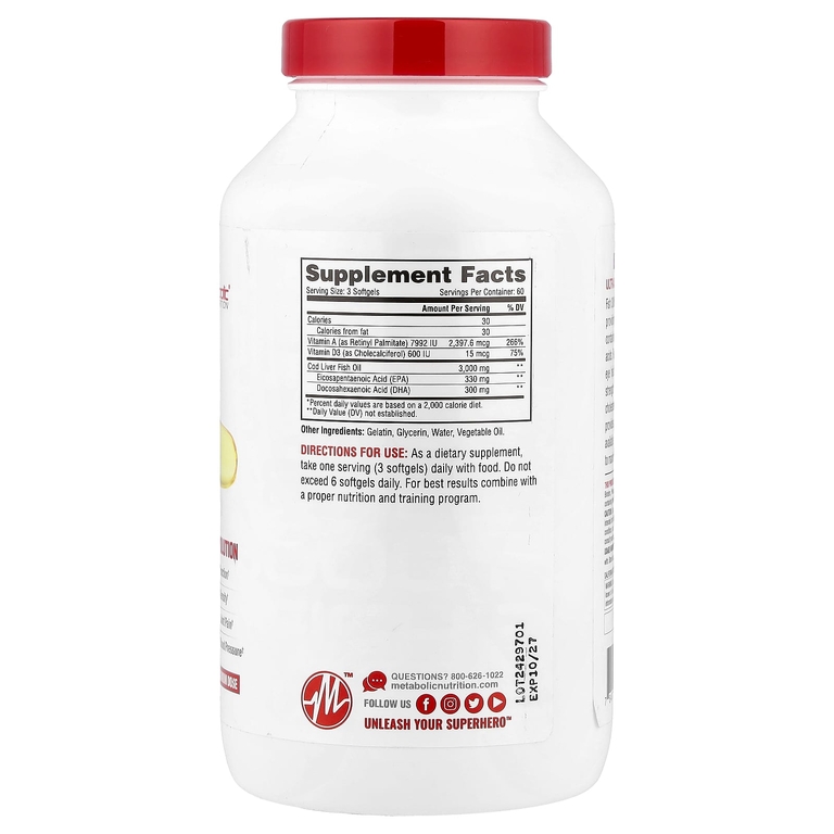 Metabolic Nutrition, Fish 3000™, 180 капсул (1000 мг в 1 капсуле)