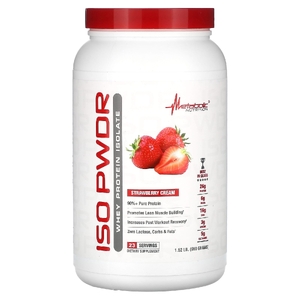 Metabolic Nutrition, ISOpwdr, изолят сывороточного протеина, клубничный крем, 690 г (1,52 фунта) (Товар снят с продажи) 