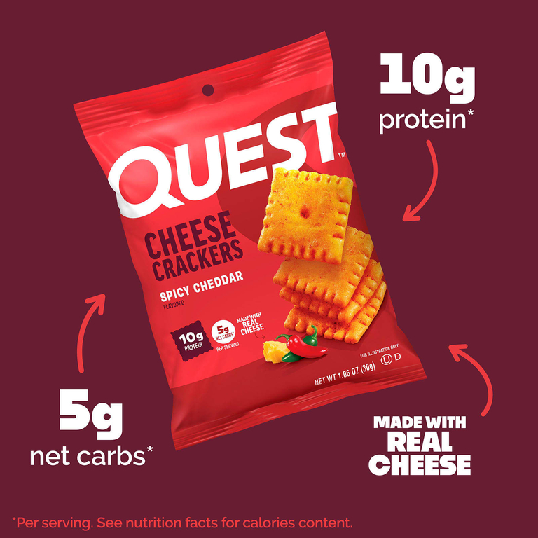 Quest Nutrition, Сырные крекеры, острый чеддер, 4 пакетика по 30 г (1,06 унции)