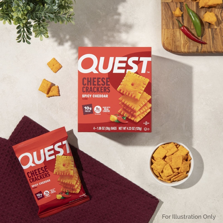 Quest Nutrition, Сырные крекеры, острый чеддер, 4 пакетика по 30 г (1,06 унции)