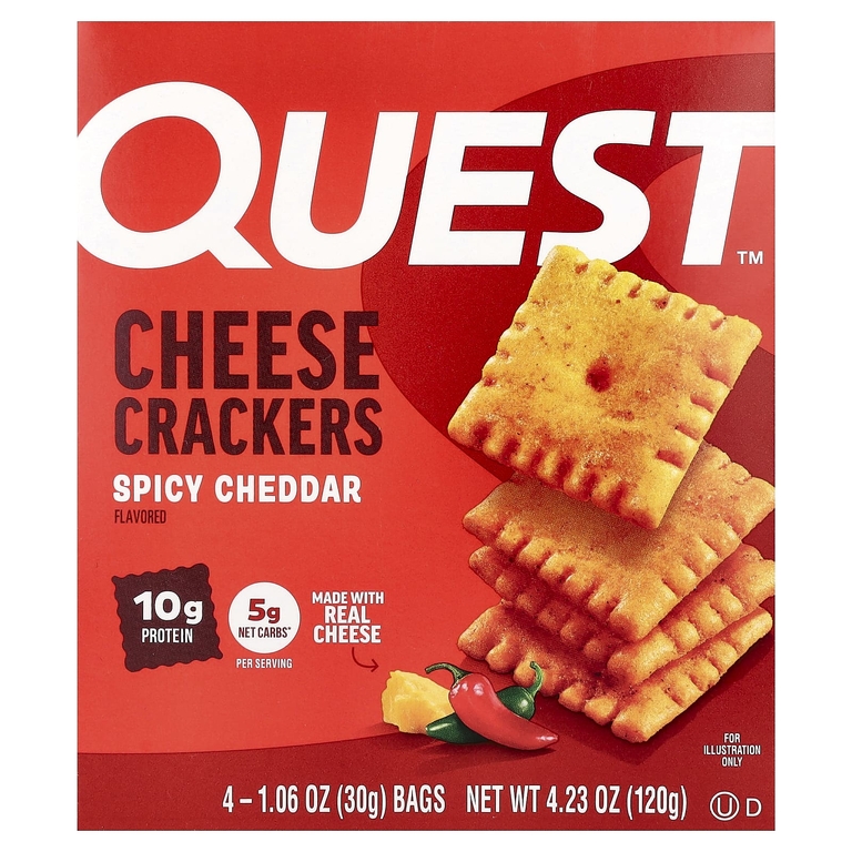 Quest Nutrition, Сырные крекеры, острый чеддер, 4 пакетика по 30 г (1,06 унции)