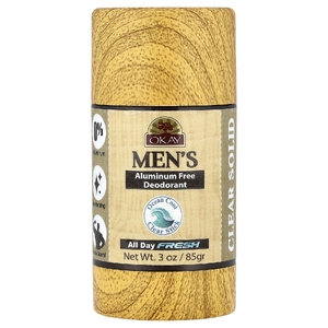 Okay Pure Naturals, для мужчин, дезодорант без алюминия, прозрачный твёрдый, свежий, 85 г (3 унции)