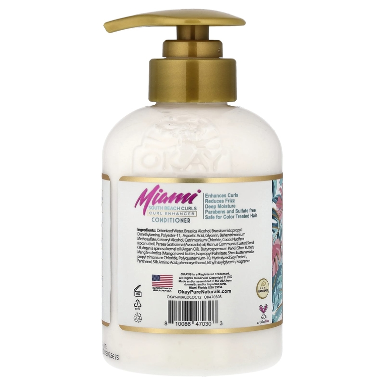 Okay Pure Naturals, Miami South Beach Curls, кондиционер для волос с кокосом, 354,8 мл (12 унций)