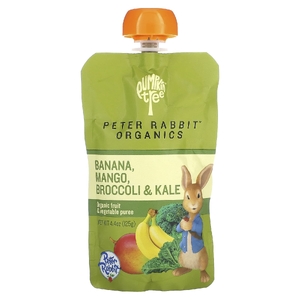 Pumpkin Tree Organics, Peter Rabbit Organics, органическое фруктовое и овощное пюре, банан, манго, брокколи и кудрявая капуста, 125 г (4,4 унции)