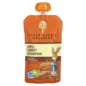 Pumpkin Tree Organics, Peter Rabbit Organics, органическое фруктовое и овощное пюре, яблоко, морковь и тыква, 125 г (4,4 унции) (Товар снят с продажи) 