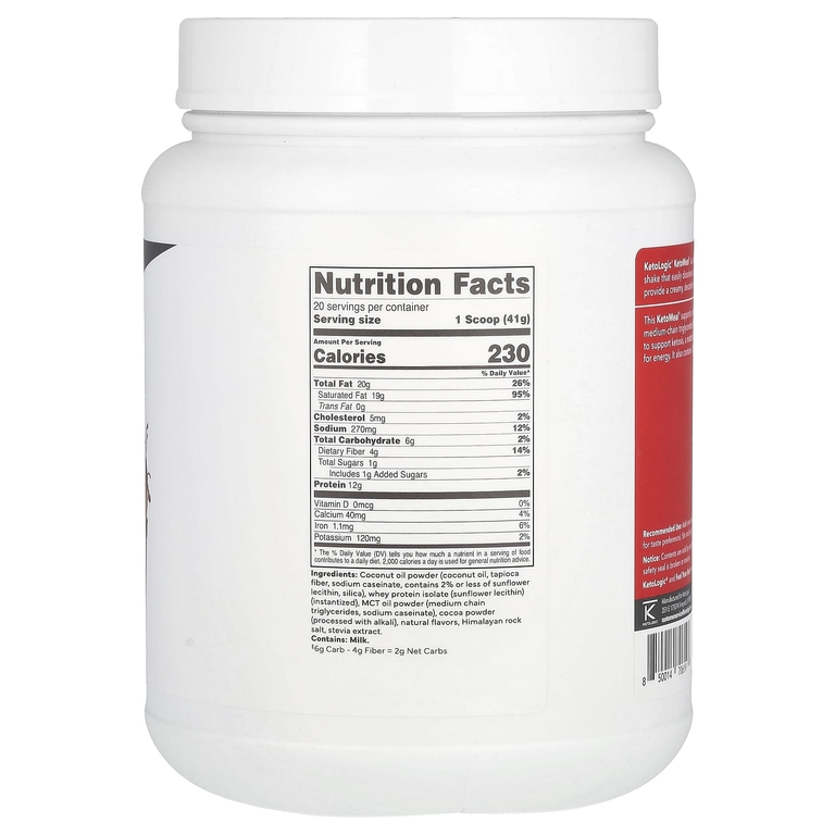 KetoLogic, KetoMeal, заменитель еды, шоколад, 828 г (1,8 фунта)