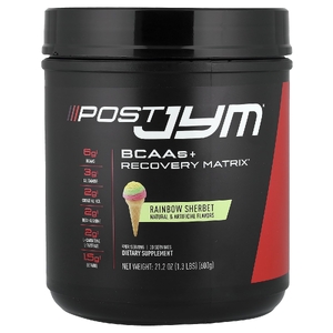 JYM Supplement Science, Post JYM, BCAA + Recovery Matrix, радужный щербет, 600 г (1,3 фунта)