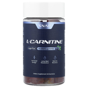 Snap Supplements, L-карнитин, жевательные таблетки, со вкусом голубики, без сахара, 60 жевательных таблеток (250 мг в 1 жевательной таблетке)