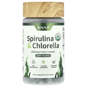 Snap Supplements, Спирулина и хлорелла, 120 капсул