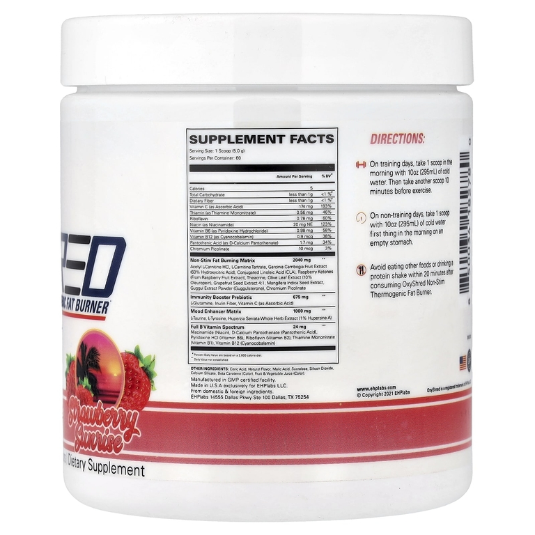 EHPlabs, OxyShred Non-Stim, термогенный сжигатель жира, со вкусом клубники, 302 г (10,6 унции)