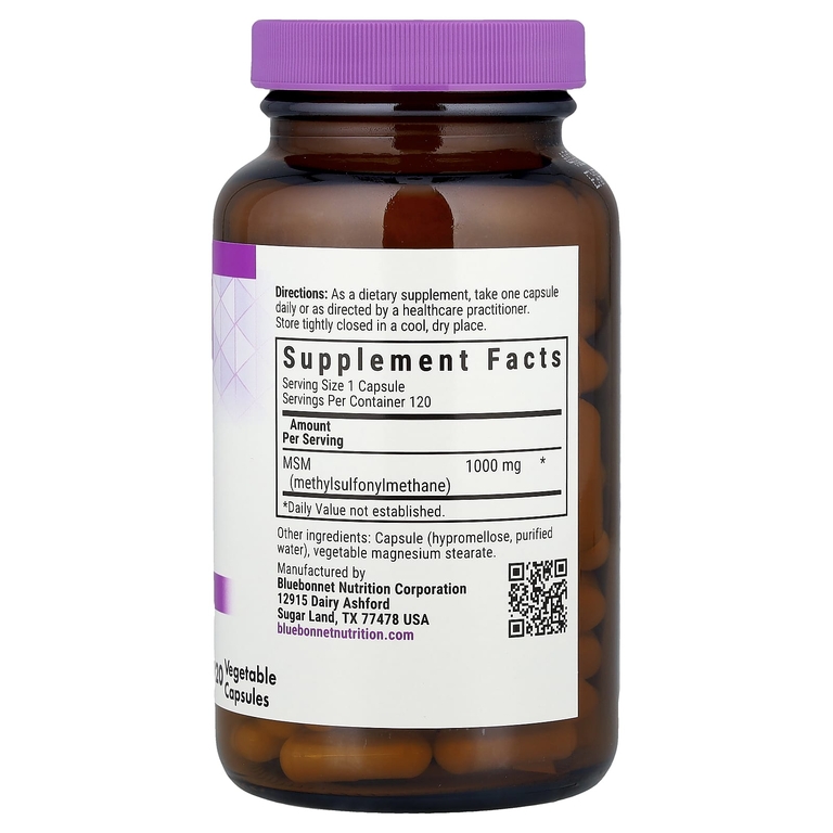 Bluebonnet Nutrition, МСМ, 1000 мг, 120 растительных капсул