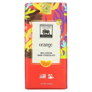 Endangered Species Chocolate, Плитка темного шоколада, апельсин, 60% какао, 85 г (3 унции) (Товар снят с продажи) 