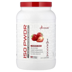 Metabolic Nutrition, ISOpwdr, изолят сывороточного протеина, клубничный крем, 1380 г (3,04 фунта)