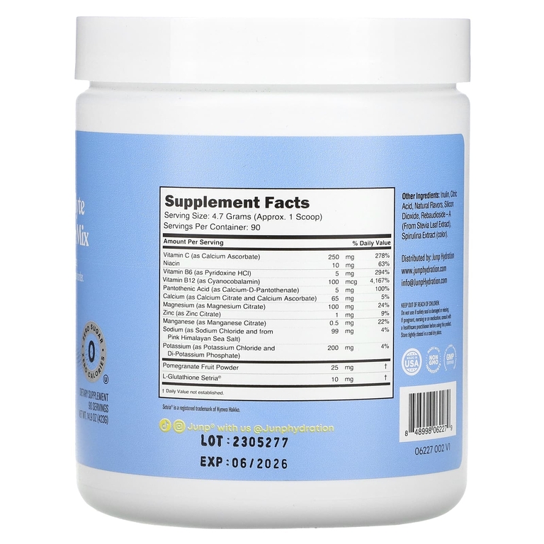 JUNP Hydration, Порошковая смесь электролитов, ягодный лимонад, 423 г (14,9 унции)