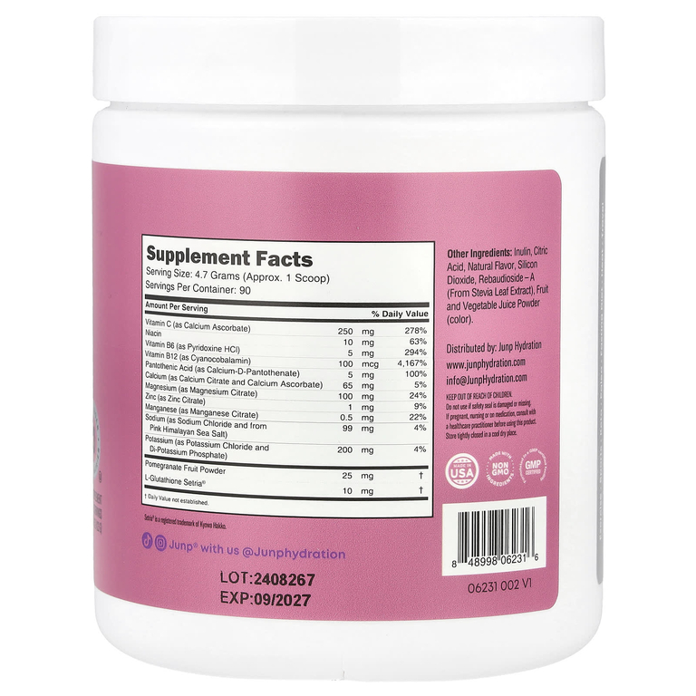 JUNP Hydration, Порошковая смесь электролитов, виноград, 423 г (14,9 унции)