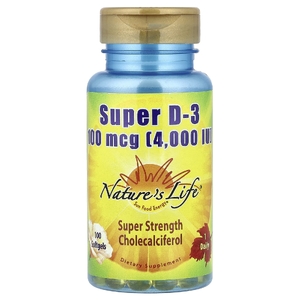 Nature's Life, Super D-3, 100 мкг (4000 МЕ), 100 мягких таблеток