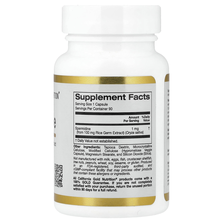 California Gold Nutrition, спермидин, экстракт ростков риса, 1 мг, 90 растительных капсул