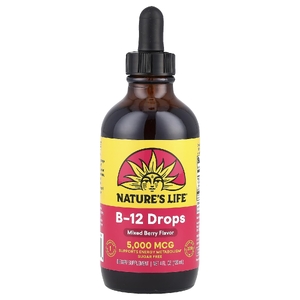 Nature's Life, B-12 капли, ягодное ассорти, 5000 мкг, 120 мл (4 жидк. унц.)
