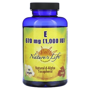Nature's Life, Витамин E, 670 мг (1000 МЕ), 100 мягких таблеток