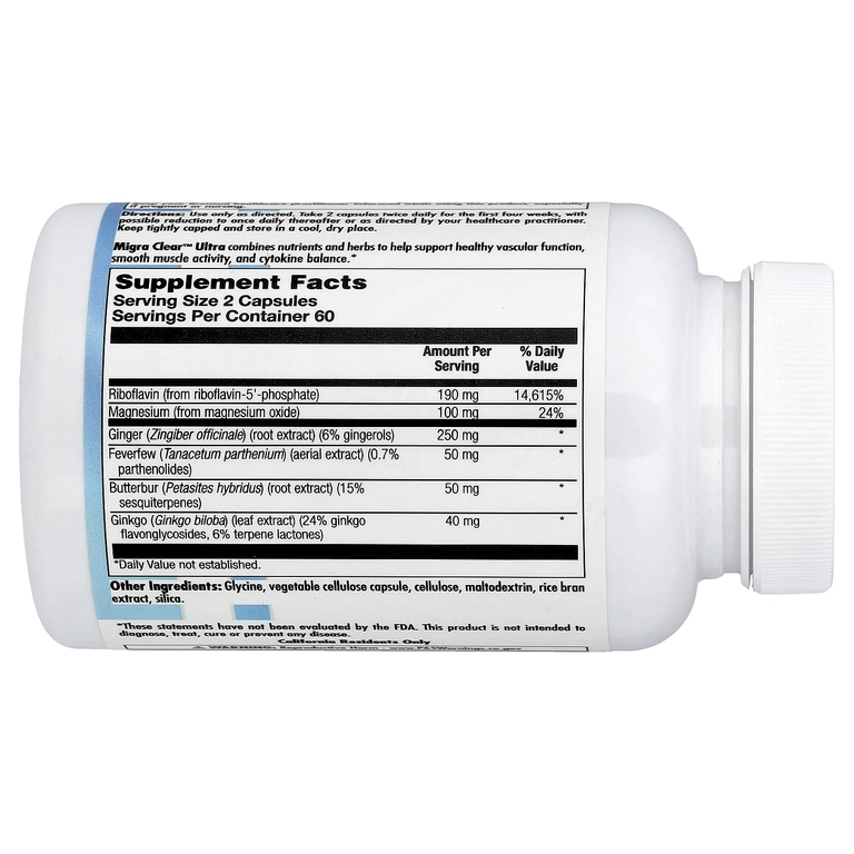 Nutra BioGenesis, Migra Clear™ Ultra, 120 капсул (Товар снят с продажи) 