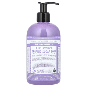 Dr. Bronner's, органическое мыло с сахаром, 4 в 1, для лица, тела, рук и волос, лаванда, 355 мл (12 жидк. унций)