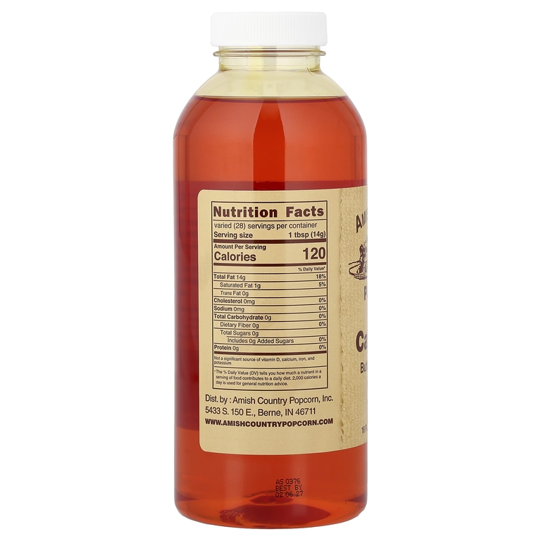 Amish Country Popcorn, Buttery Popcorn Oil, масло канолы, 472 мл (16 жидк. унц.)