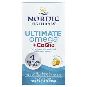 Nordic Naturals, омега-3 с коэнзимом Q10, со вкусом лимона, 60 желатиновых капсул