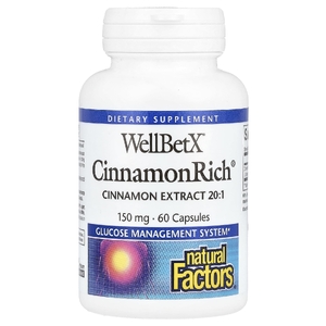 Natural Factors, Экстракт корицы кассии (Cinnamomum cassia), 150 мг, 60 капсул