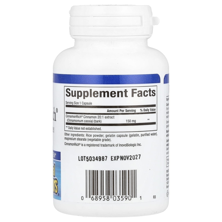 Natural Factors, Экстракт корицы кассии (Cinnamomum cassia), 150 мг, 60 капсул