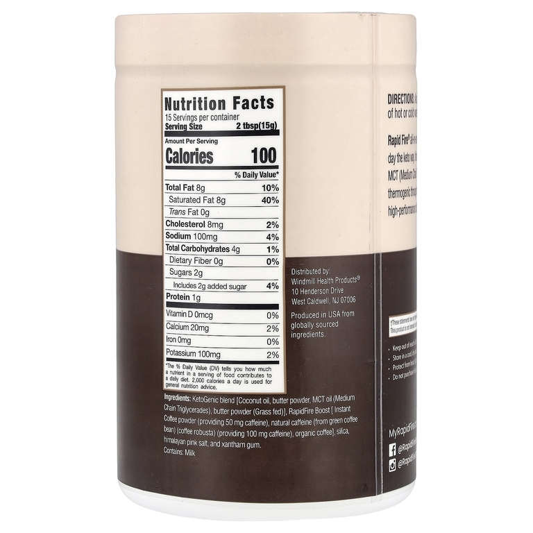 RAPIDFIRE , Keto Coffee, оригинальная смесь, растворимый, средней обжарки, 225 г (7,93 унции)