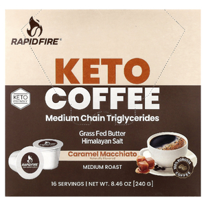 RAPIDFIRE, Keto Coffee Pod, карамель макиато, средней обжарки, 16 капсул, 240 г (8,46 унции) (Товар снят с продажи) 