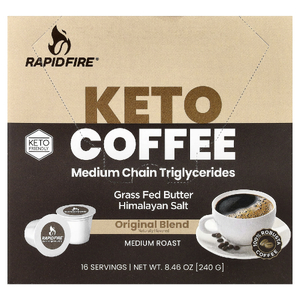RAPIDFIRE, Keto Coffee Pods, оригинальная смесь, средней обжарки, 16 капсул по 15 г (0,53 унции)