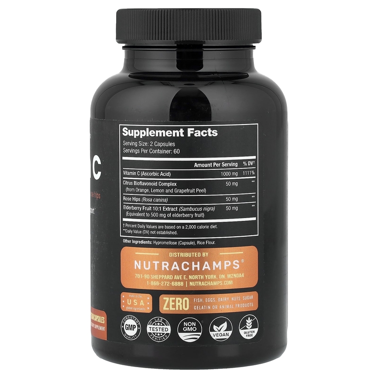 NutraChamps, Витамин C, 120 веганских капсул