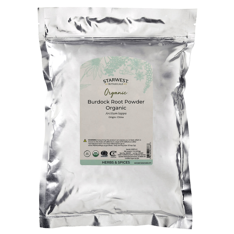 Starwest Botanicals, Органический порошок из корня лопуха, 453,6 г (1 фунт)