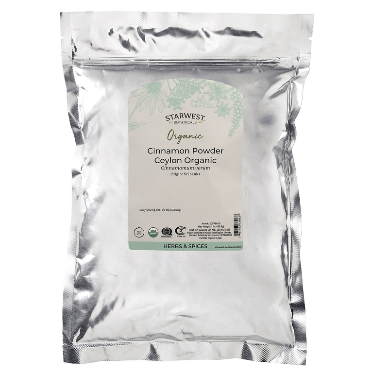 Starwest Botanicals, Органическая корица с цейлонской корицей, 453,6 г (1 фунт)