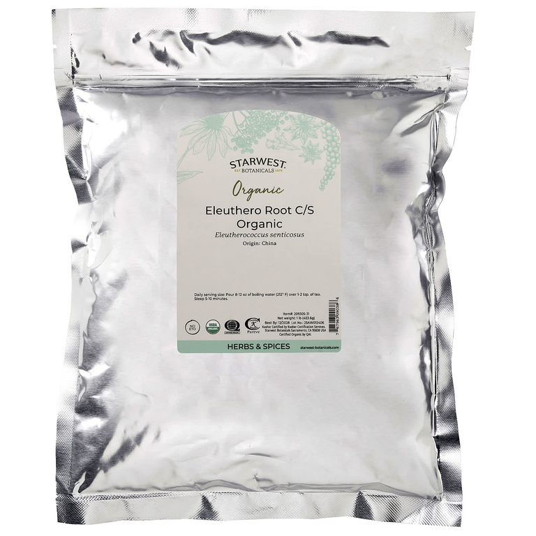 Starwest Botanicals, органический корень элеутерококка, нарезанный и просеянный, 453,6 г (1 фунт)