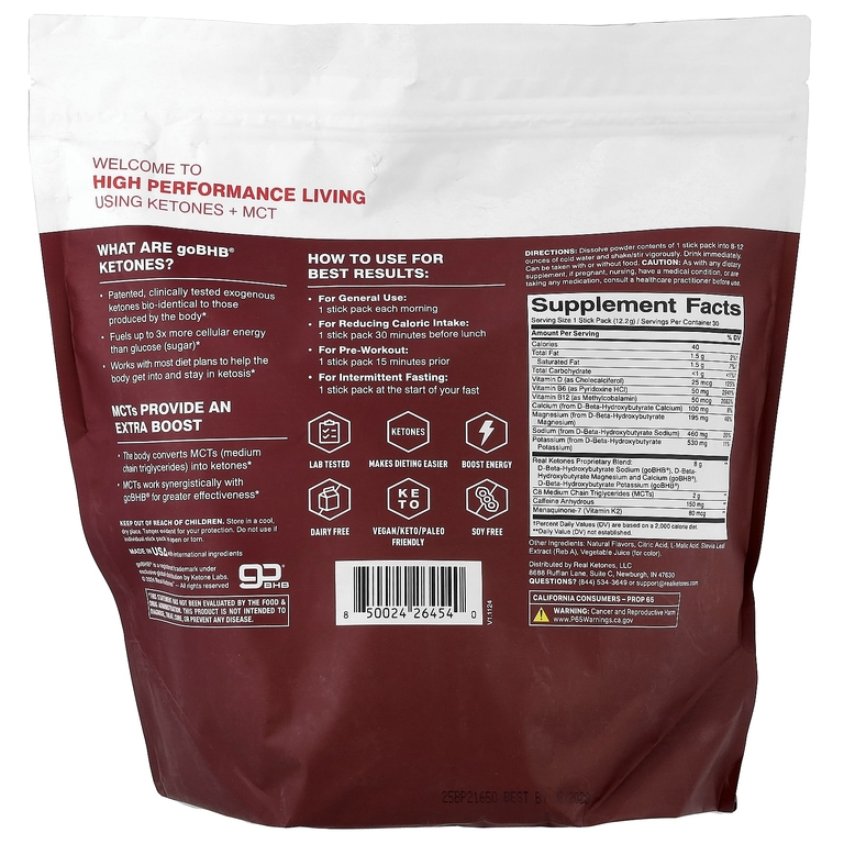 Real Ketones, Elevate, ягодный коктейль с кофеином, 30 пакетиков смеси для приготовления напитка, 12,2 г (0,43 унции) каждый